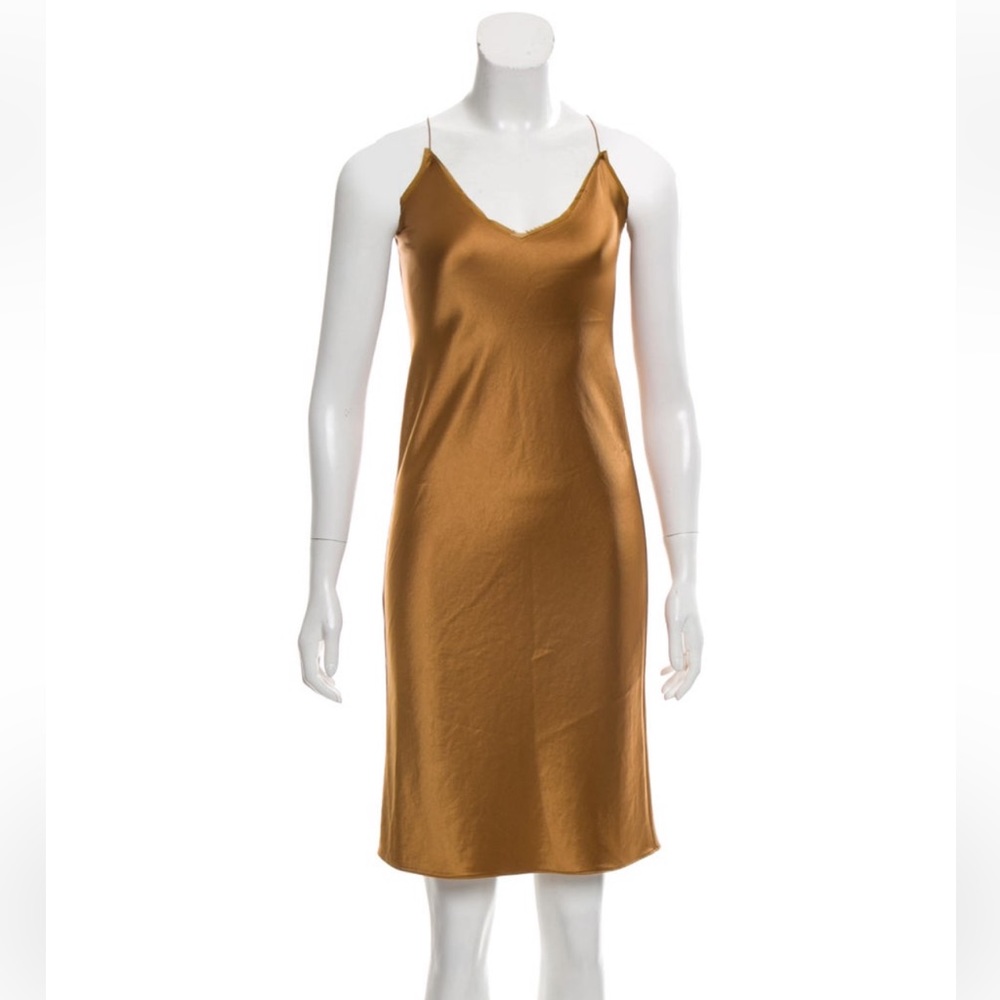 A.O.T.C Gold Silk Midi Dress